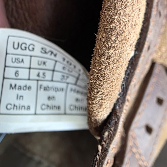 UGG Tan Suede Patsy Chestnut Buckle Ankle Booties- Womens SZ 6 - Picture 9 of 11